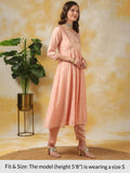 Rangita Peach Silk Printed Anarkali Kurta With Pant | Kurta Set For Women_2Xl