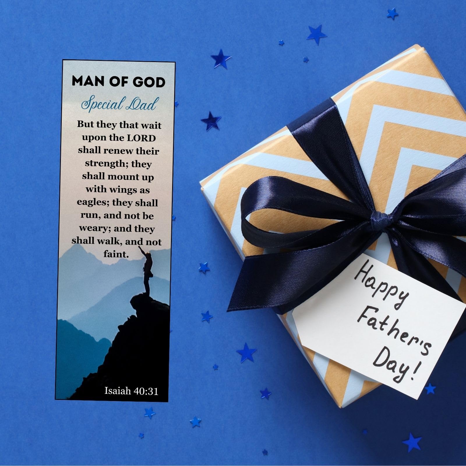 Happy Father's Day Man of God Special Dad Gift for Fathers They That Wait Upon The Lord Bookmarks Church Gifts for Men Bulk (50