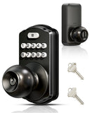 Veise Keypad Door Knob Lock, Keyless Entry Digital Lock with Handle, Electronic Knob for Front Door & Bedroom, Easy Installation