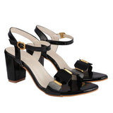 Elegant Black Heeled Sandals For Women ||Ankle Strap Chunky Block Heels With Gold Accent Open Toe Dress Eu40,Black,7,B0BSC9P588