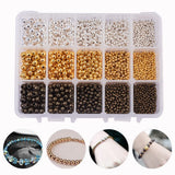 PH PandaHall 2700pcs Round Spacer Beads - Smooth 2.4/3/4/5/6mm Tiny Metal Brass Beads for Layered Bracelet Necklace Jewelry Maki