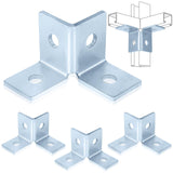 Shimeyao 4 Pcs 4 Hole Double Corner Channel Wing Fitting, Galvanized Steel Wing Shape 90 Degree Fitting Bracket Fit for 1/2 Bolt