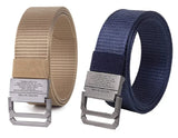 Zacharias MenS Canvas Nylon Army Belt Dd02 (Beige & Blue_Free Size) (Combo Pack Of 2)