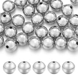 Chuyau 30pcs 8mm Platinum Filled Spacer Beads for Jewelry Making Seamless Smooth Metal Brass Beads for DIY Bracelets Necklace Ea