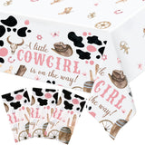 Ganeen 3 Pcs Western Cowgirl Party Decoration Cowgirl Tablecloth Disposable Plastic Table Cover Waterproof Tablecloth for Wester