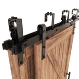 ZEKOO 4FT Double Track Bypass Sliding Barn Door Hardware Kit for 2 Doors, Bypass Barn Door Track Kit, Low Ceiling, Easy Install,