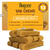 Dogsee Himalayan Yak Cheese Chews with Turmeric & Curcumin - 1 lb (Large, 4-Pack) | Long-Lasting Dental Treats | Hip & Joint Sup