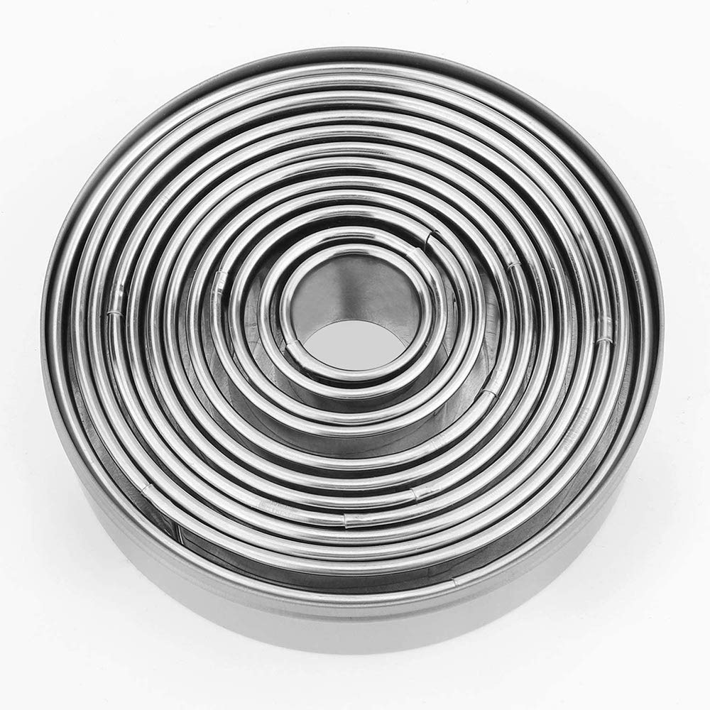 12 Pieces Round Cookie Biscuit Cutter Set,Graduated Circle for Pastry,18/8 Stainless Steel Donut Cutter Ring Molds