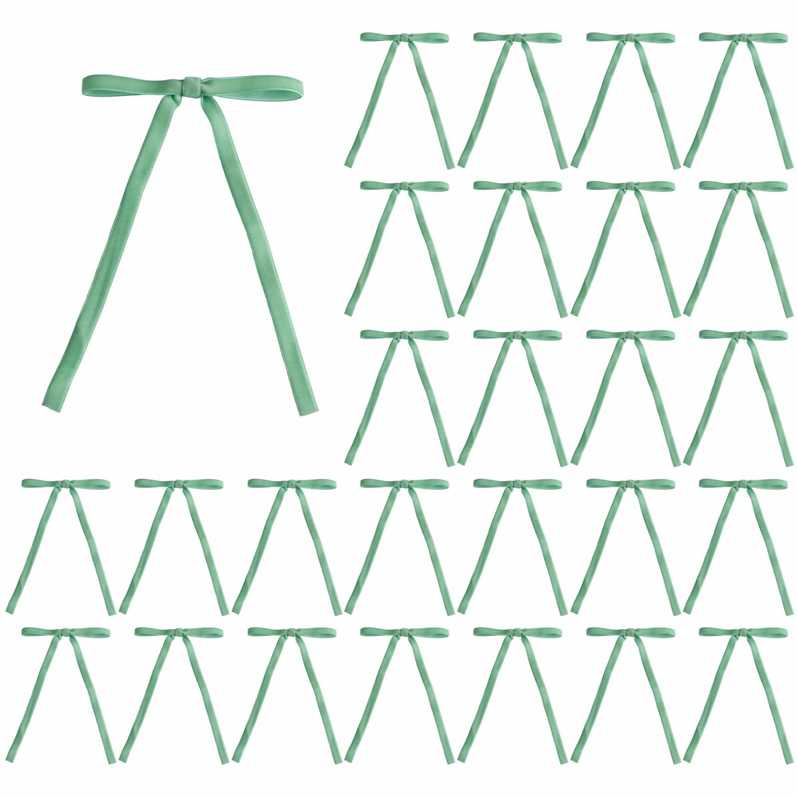 Meseey 30 Pcs Sage Green Velvet Christmas Bows 5 x 7 Inch Rustic Vintage Wedding Velvet Ribbon Gift Bows for Tree Wreath Garland