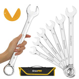 GRENPRO Metric Wrench Set, Large Wrench Set Metric and Standard, 7PC 23mm, 24mm, 26mm, 27mm, 30mm, 32mm Long Big Open End Wrench