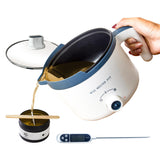 KQU Wax Melting Pot with Thermometer, Electric Wax Melter for Candle Making with Spout, Small Double Boiler Pot Set for Beginner