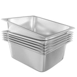 EGGKITPO 6-Pack Steam Table Pan Half Size 6 Inch Hotel Pan, Stainless Steel Metal Food Pan for Restaurant Food Container Warming