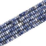 160pcs 4x2mm Natural Blue White Sodalite Disk Rondelle Spacer Stone Semi Precious Gemstone Loose Beads for Jewelry Making 15 Inc