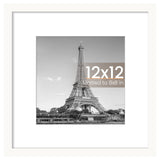 upsimples 12x12 Picture Frame Display Pictures 8x8 with Mat or 12 x 12 Without Wall Hanging Square Frames White 1 Pack-New