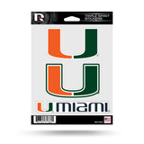 Rico Industries NCAA Miami Hurricanes Die Cut Triple Spirit Sticker Sheet, One Size, Primary, 3-Piece