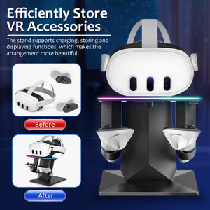 Bioherm Charging Dock Compatible with Meta Quest 2/ Quest 3/Quest 3S/Quest Pro?RGB Charging Vertical Stand?Accessories with Brig