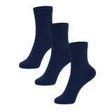 Bodycare Boys & Girls Navy Socks Pack Of 3 | Soft Stretch NonTerry | Odour Control School Socks For Kids