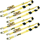 VULCAN Autohauler Car Tie Down with J Hooks Sliding Idler 3Cleat 120 Inch, 4 Pack Classic Yellow 1,600 Pound Safe Worki