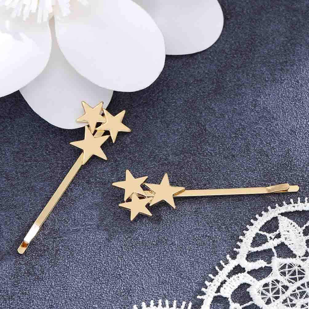 Yalice Star Hair Barrette Simple Bobby Pins Hair Clips Metal Hair Accessories for Women 2Pcs (Gold)