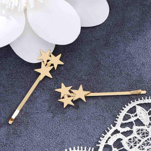 Yalice Star Hair Barrette Simple Bobby Pins Hair Clips Metal Hair Accessories for Women 2Pcs (Gold)
