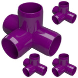 FORMUFIT 1 4Way PVC Tee Furniture Grade Fitting in Purple, 1.315 Actual ID, (Pack of 4), Made in USA, UVResistant, ImpactPr