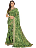 rangita Women Abstract Printed Moss Georgette Saree With Blouse Piece - Green (SIZE 5.5 MTR)