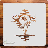 Kachi Pencil Coconut Tree Craft Stencil for Art and Painting, Size 6 x 6 inch Reusable Stencil for Painting, Fabric, Glass, Wall
