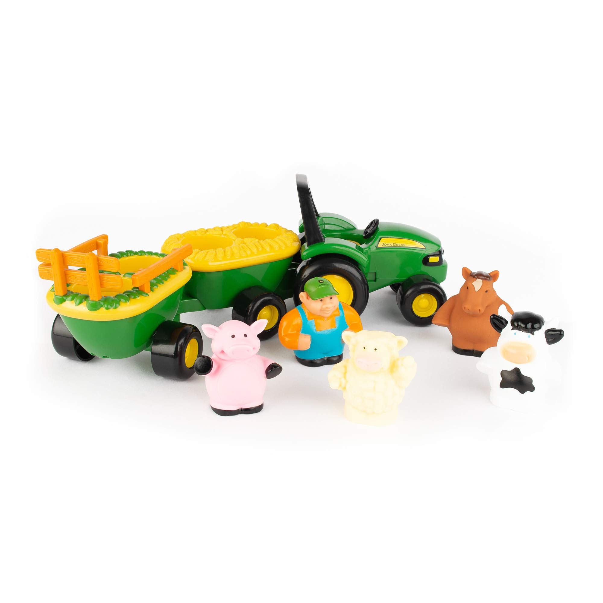 Tomy John Deere Animal Sounds Hayride Musical Tractor Toy With Farm Animals, 12 Months And Up, Large - X-Large, Green