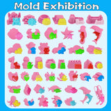 Play Sand Kit, 54Pcs Sandbox Toys Set for Boys Girls, 3lbs Magic Pink Sand, Mold Tools, Inflatable Tray, Storage Box, Funny Birt