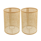 Cabilock 2pcs Rattan Woven Lampshade Ceiling Light Cover Rustic Pendant Shade for Bedroom and Hotel Softens Bright Light Natural