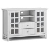 SIMPLIHOME Acadian SOLID WOOD 53 inch Wide Rustic TV Media Stand in White For TVs up to 60 inches for the Living Room and Entert