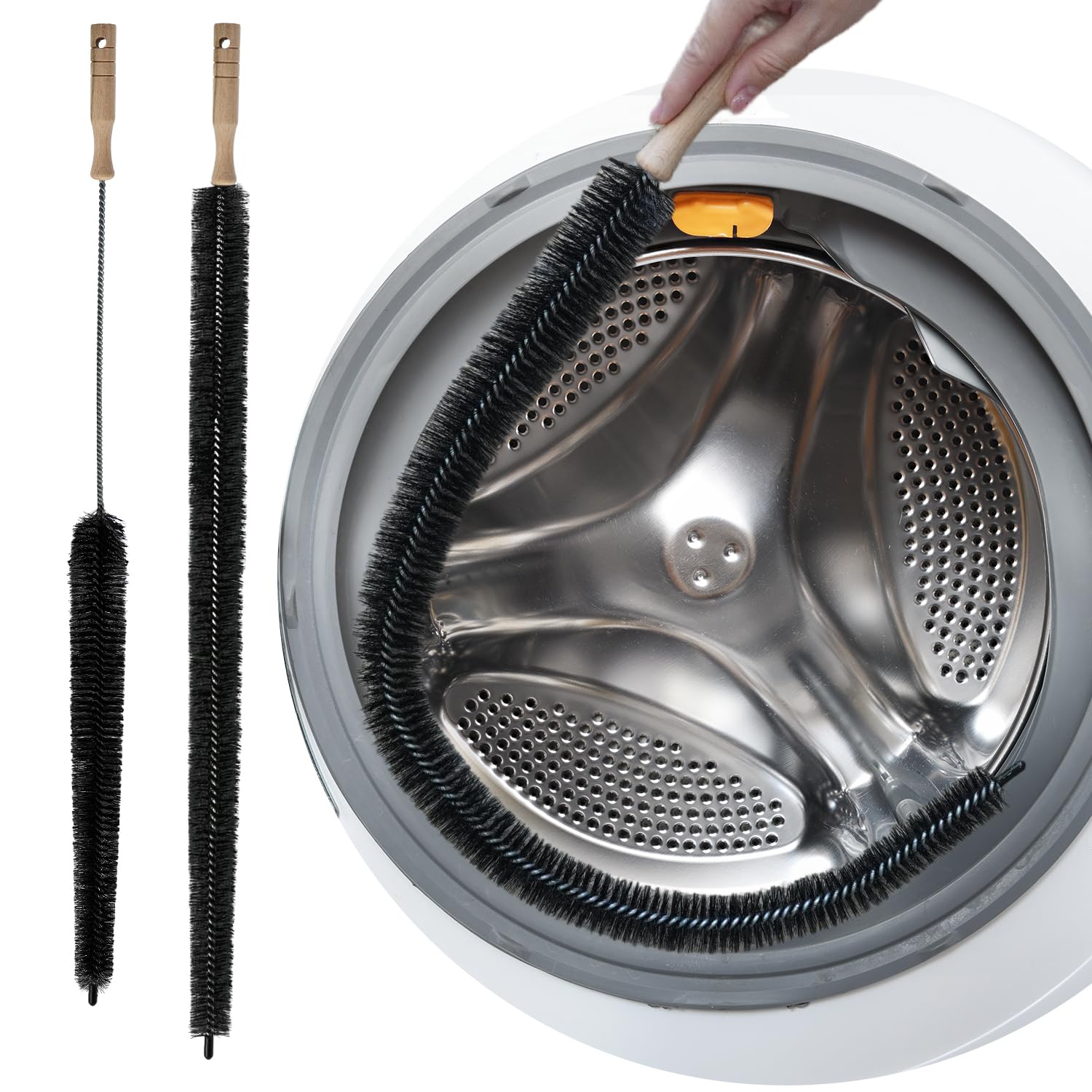 CN1ST 2 Pack Dryer Cleaner Vent Brush,Washing Machine Brush Dryer Vent Cleaning Kit, Clean Dryer Vents with Long Flexible Vacuum