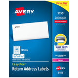 Avery Printable Return Address Labels with Sure Feed, 0.5 x 1.75, White, 6,000 Blank Mailing Labels (05155)