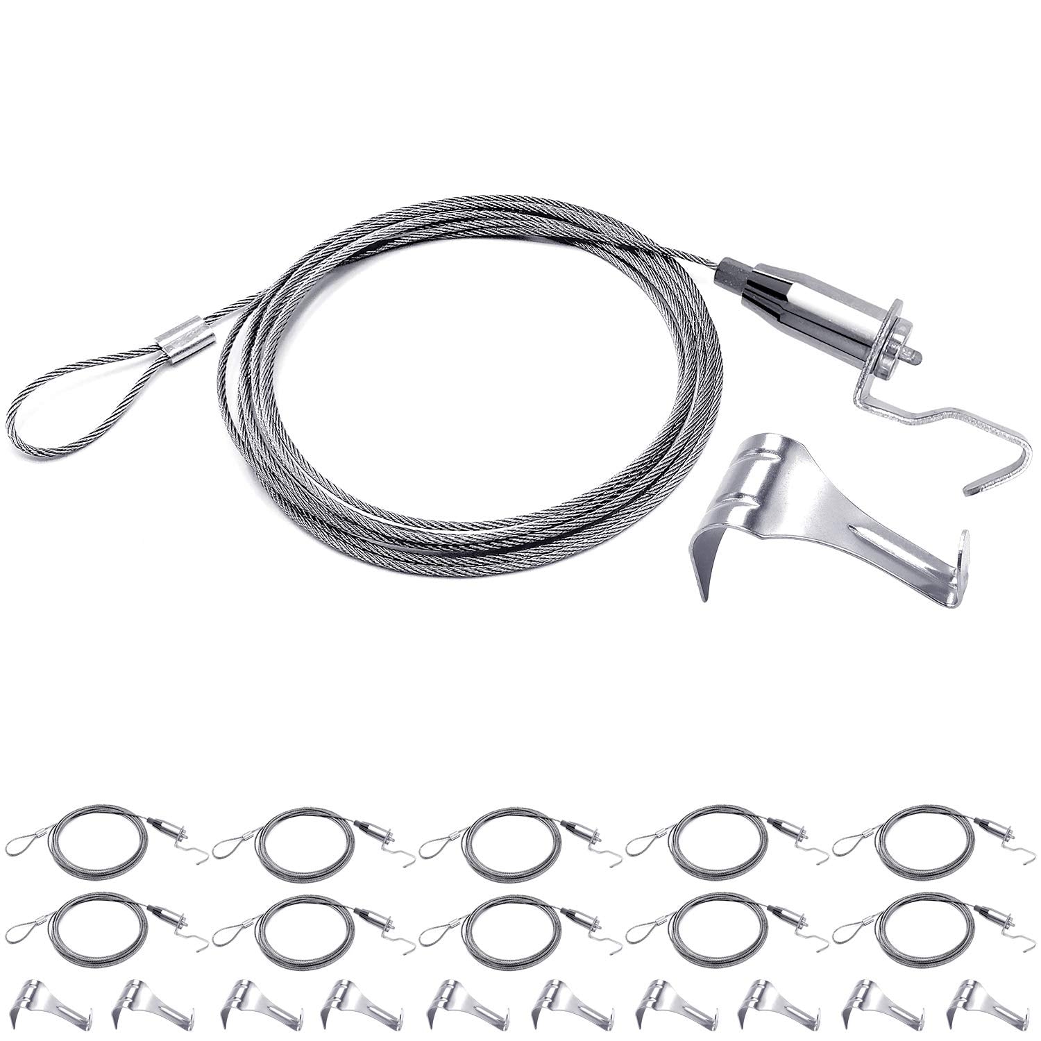 Ecudis Picture Rail Hanging System, Adjustable Picture Hanging Wire Kit With Hooks, Art Picture Display Kit For Wall Picture, Ex