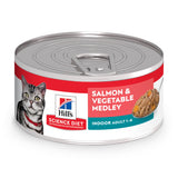 Hill's Science Diet Indoor, Adult 1-6, Easy Litter Box Cleanup, Wet Cat Food, Salmon & Vegetables Stew, 5.5 oz Can, Case of 24