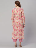 Gosriki Women'S Rayon Blend Printed Straight Kurta With Pant (Patt-Wine-Gs_Xl_Wine_X-Large),Wine,,B0CC9MH9JG