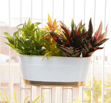 Happymates 12 Inches,White Metal Railing Planter Premium Uv Resistant, AntiRust Hanging Pots For Plants | Hanging Planters Fo