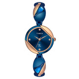 Timex Fria Analog Watch For Women With Blue Round Dial & Two Tone Brass Bracelet Band Water Resistant Women'S Wrist Watches - Tw