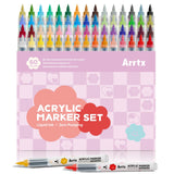 Arrtx 60 Pcs Acrylic Pencils Set With Brush Tip And Large Amount Of Filler For Painting Stone, Glass, Wood, Canvas, Ceramic, Pla