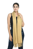 Manra Women Girls Ladies Kashmiri Woolen Plain Stole (Light Fawn)