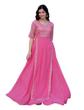 Wedani Faux Georgette Embroidery Sequins Work Anarkali Kurta Set For Women (In Alpha 2Xl Regular Pink),PINK,2XL