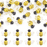 FASHEWELRY 20Pcs Handmade Lampwork Bees Beads Cute Yellow Honeybee Beads 3D Animal Insect Glass Bead for Bracelet Earring Neckla
