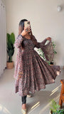 Wedani Women Floral Print Anarkali Kurta With Pant And Duptta (Large Black-1),Black-1,L,Georgette,Anarkali,Dupatta