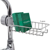UPDESH (1PCS) Stainless Steel Sink Caddy Organizer, (6 PCS) Heavy Duty Scour Pads Sponge Dish Scrubber Tap Organiser Clip Stor
