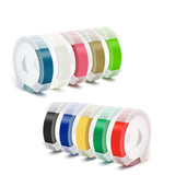 Replacement 3D Embossing Labels Tape Compatible with Dymo Embossing Label Maker DIY Manual Label Printer,1/4''x 9.8',10 Colours 