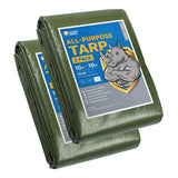 GUARD SHIELD Tarps Heavy Duty Waterproof 10x10 Feet Green Poly Tarp Cover Square Outdoor Thick UV Resistant Tarpaulin with Gromm