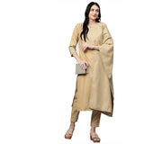 Anni Designer Women'S Cotton Kurta With Palazzo & Dupatta (Battery Beige X-Large),Beige,XL