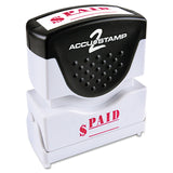 ACCUSTAMP2 Message Stamp with Shutter, 1Color, PAID, 15/8 x 1/2 Impression, PreInk, Red Ink (035578)