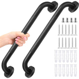 Yaocom 2 Pack 16 Inch Shower Grab Bars with Screws and Accessories Matte Black Safety Grab Bar 304 Stainless Steel Bathroom Show