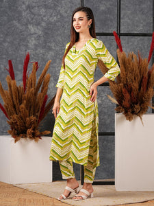 Gosriki Women'S Cotton Blend Straight Printed Kurta With Pant (Vanchita Mehandi-Gs_L_Mehandi_Large),Mehandi,,B0D5VLT57C